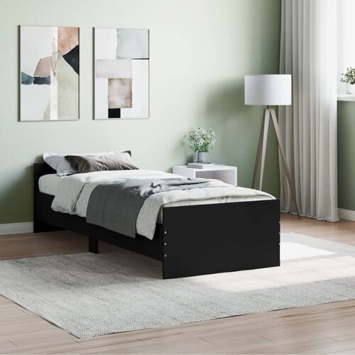 VidaXL Okvir kreveta crni 75 x 190 cm mali od konstruiranog drva Slike