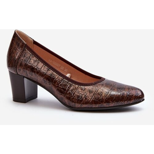 Kesi Pumps with embossed brown tin Cene
