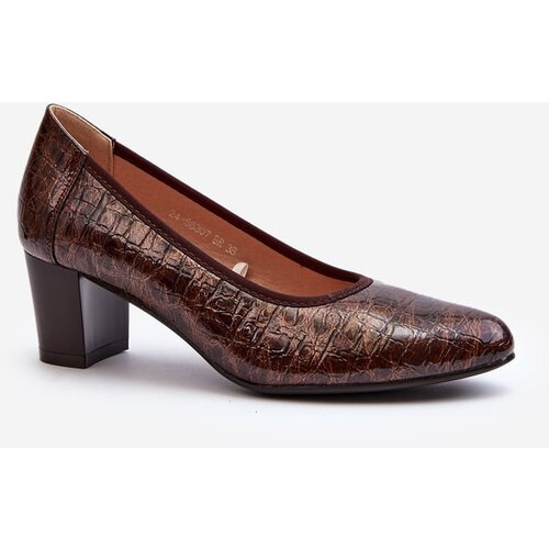 Kesi Pumps with embossed brown tin Slike