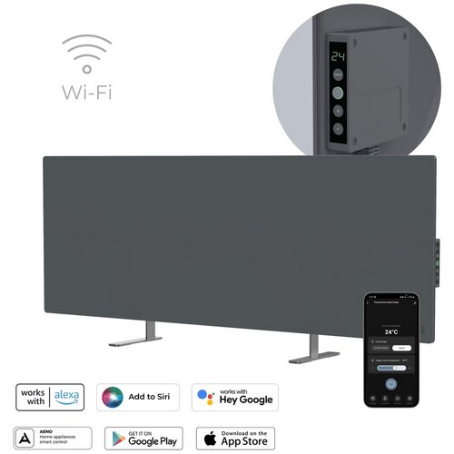 Aeno Premium Eco Smart Heater, 700W, Tempered glass, Infrared+convection heating type, LED display, Plug type: Europe (E/F type), GREY Cene