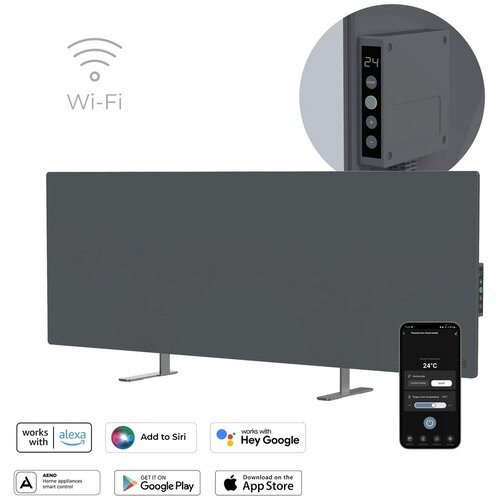 Aeno Premium Eco Smart Heater, 700W, Tempered glass, Infrared+convection heating type, LED display, Plug type: Europe (E/F type), GREY Cijene