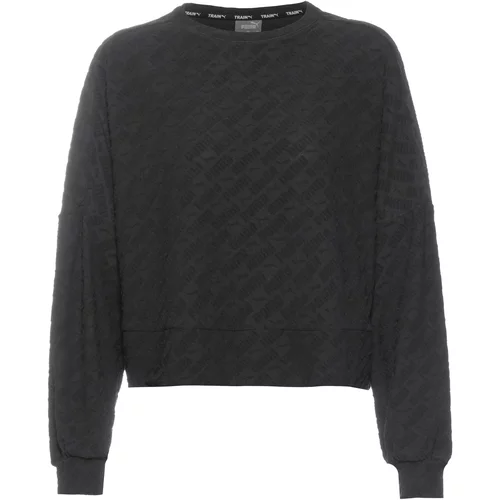 Puma Sportska sweater majica crna / crna melange