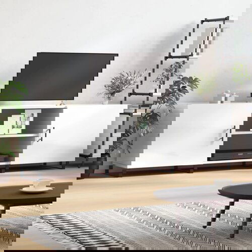 VidaXL TV omarica visok sijaj bela 150x30x50 cm inženirski les Slike