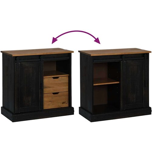 VidaXL Komoda HALDEN s kliznim vratima crna 80x40x80 cm puno drvo Slike