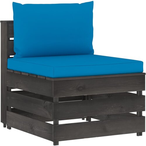 VidaXL Modularna srednja sofa s jastucima od sivo impregniranog drva Slike