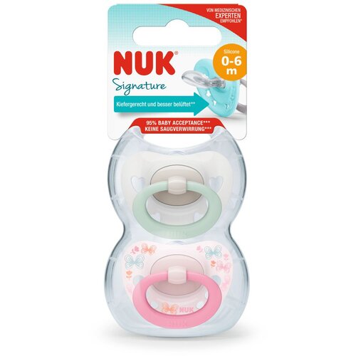 Nuk tolažilna duda - silikon Signature (0-6 m), 2 kosa Multicolor Slike