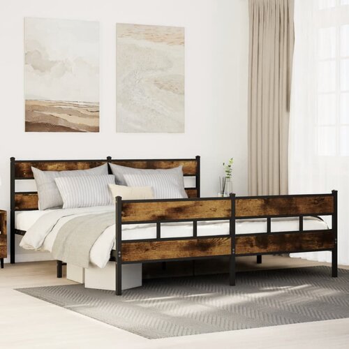 VidaXL Metalni okvir kreveta bez madraca boja hrasta 200x200 cm Slike
