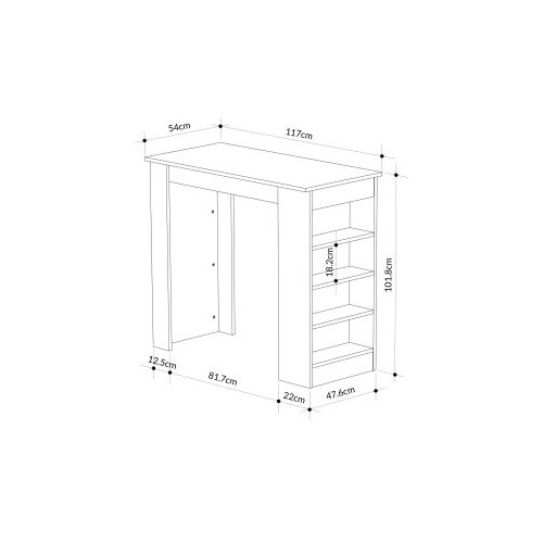 Hanah home Barski sto, 117x102cm, Bijeli Slike