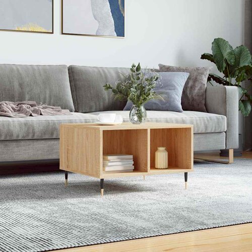  Stolić za kavu boja hrasta 60 x 50 x 36,5 cm konstruirano drvo Smeđa Slike