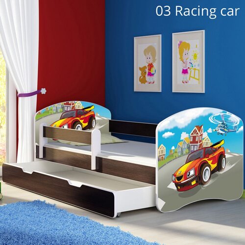 ACMA Dječji krevet s motivom, bočna wenge + ladica 160x80 cm - 03 Racing Car Cijene