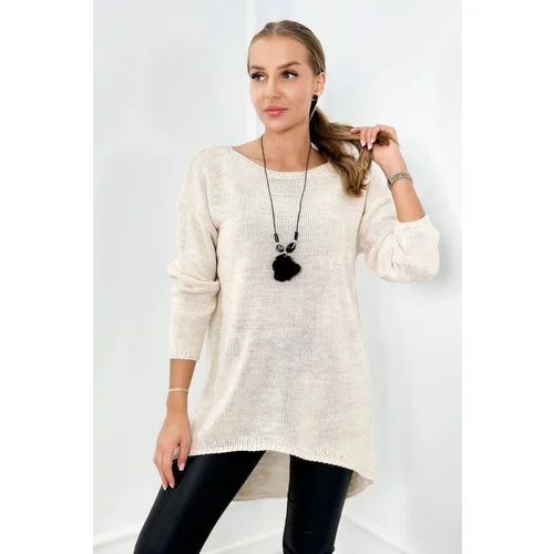 Kesi Sweater with necklace light beige