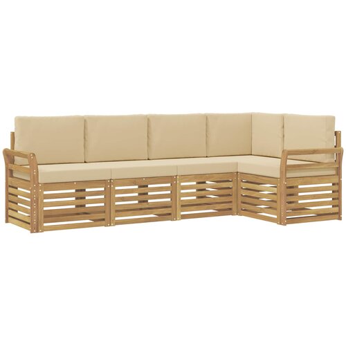  Set vanjskih sofa 5 pcs Bijela i bež 249 x 130,5 x 73 cm Slike