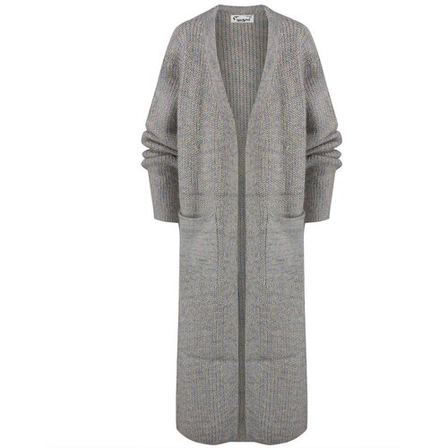 Pri Long melange knit cardigan sweater with pockets IRMINA Cijene