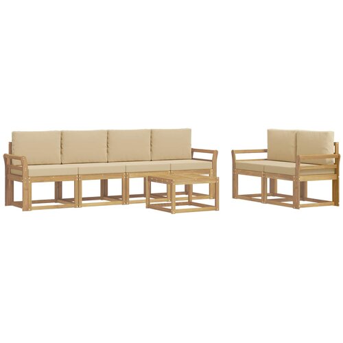 vidaXL Zunanja garnitura za sedenje z blazino 7 pcs Bela in bež, (5000282251) Cene