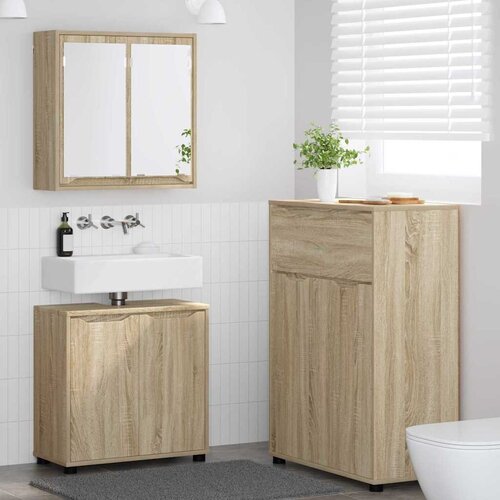 vidaXL set namje&scaron;taja za kupaonicu s ladicama zidne 3 pcs sonoma hrast Cijene