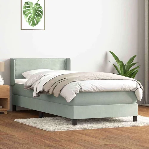 Box Spring krevet s madracem svijetlo sivi 100x220 cm baršun