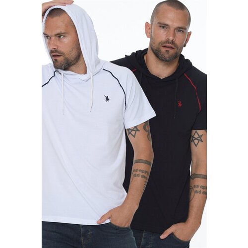 Dewberry DOUBLE SET T8570 HOODED MEN'S T-SHIRT-WHITE - NAVY BLUE Cijene