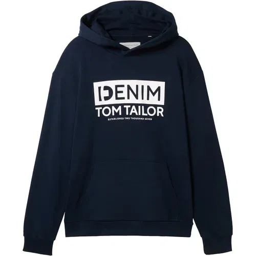 Tom Tailor Sweater majica tamno plava / prljavo bijela