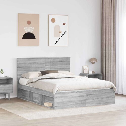  Okvir za krevet s uzglavljem Siva Sonoma 150 x 200 cm Slike