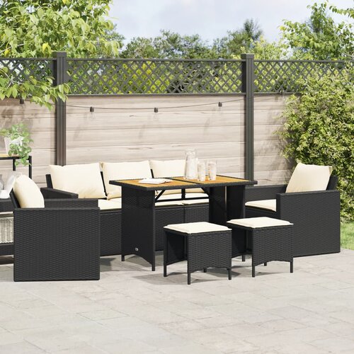 vidaXL 6-dijelni set vrtnih sofa s jastucima crni od poliratana Cijene