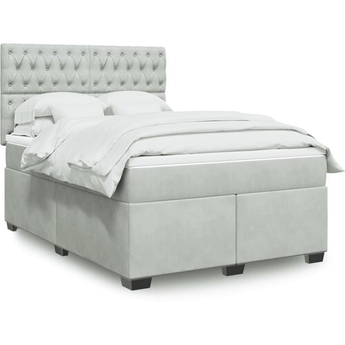 The Living Store Box spring postelja z vzmetnico svetlo siv 140x190 cm žamet - Box Spring Postelja, (21490516) Cene