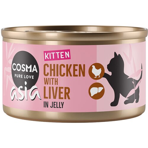 Cosma Varčno pakiranje Asia Kitten v želeju 24 x 85 g Piščanec s piščančjimi jetri Cene