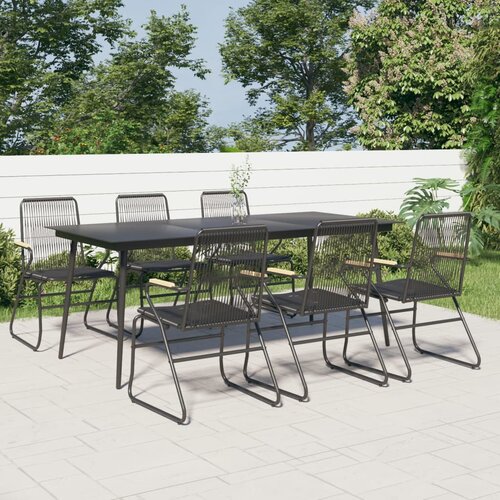vidaXL 7-dijelni vrtni blagovaonski set od PVC ratana crni Cijene