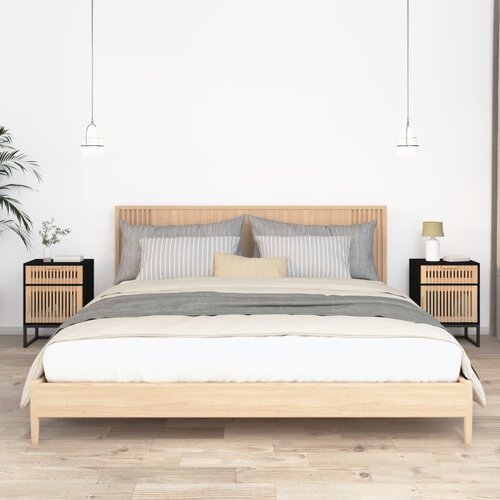 VidaXL Noćni ormarići 2 kom crni 40 x 30 x 55 5 cm od drva i željeza Slike