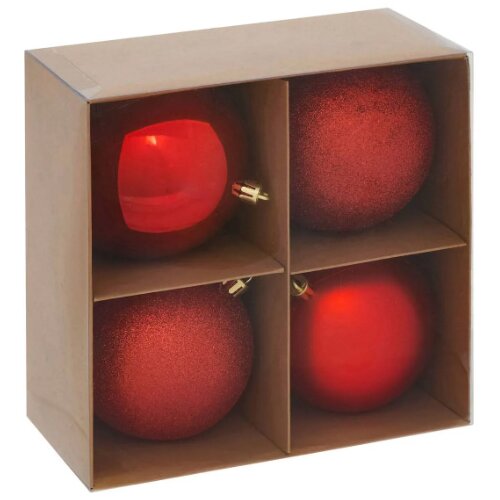 Feeric Set novogodišnjih kugli x4 100mm sort crvena (207476) Cene