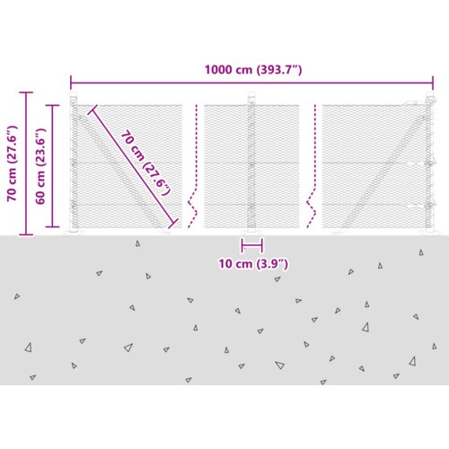vidaXL Ograja v obliki heksagona siva 0.6x10 m jeklo, Stebri za ograje s podnožjem 7 kos &Oslash;32mm 70cm galvanizirano jeklo Cene