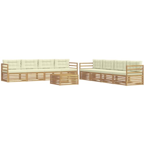 vidaXL Zunanja garnitura za sedenje 9 pcs Bela in krem Poliester, (5000281113) Cene