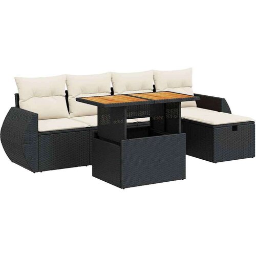 VidaXL 6-dijelni set vrtnih sofa s jastucima crni od poliratana bagrem Slike
