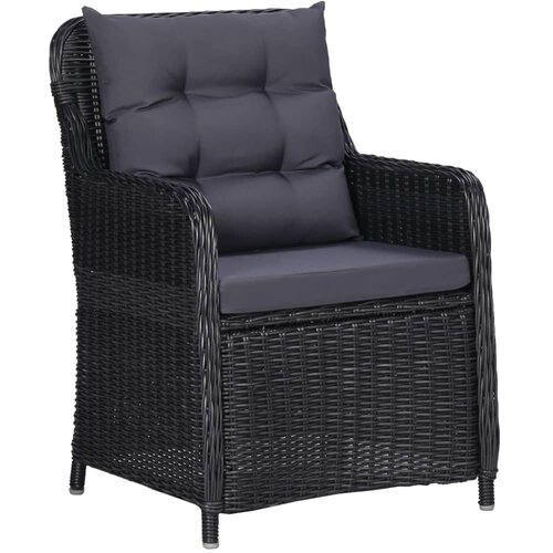 Maison Chic Vrtni stoli - Stol za vrt 2 kosa z blazinami poli ratan črne barve JS1393, (21878070) Slike