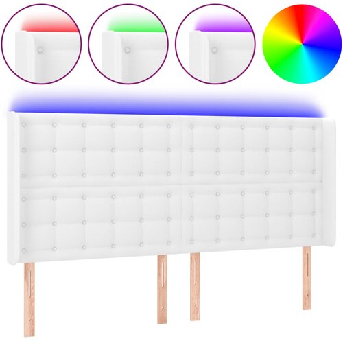 Maison Chic LED posteljno vzglavje - Vzglavna omarica belo 163x16x118/128 cm umetno usnje, (22077740) Cene