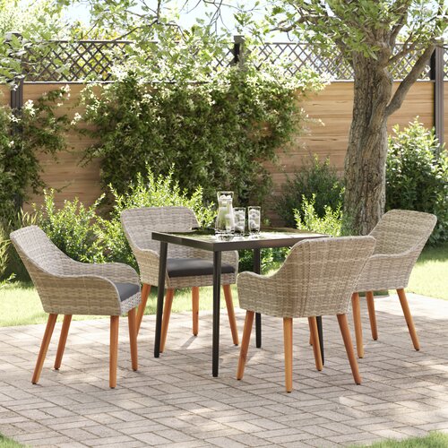 vidaXL Blagovaonski set 5 pcs Svijetlo siva i crna 80 cm x 80 cm Cene