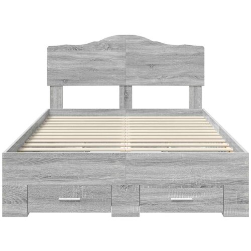  Okvir za krevet s uzglavljem Siva Sonoma 120 x 200 cm Slike