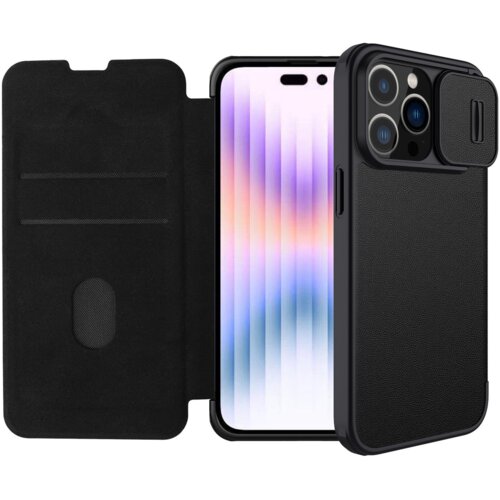 Nillkin preklopna torbica QIN Pro z zaščito kamere za iPhone 14 Pro - črna Cene