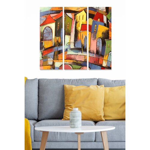 Wallity MDF1042732249 multicolor decorative mdf painting (3 pieces) Cene