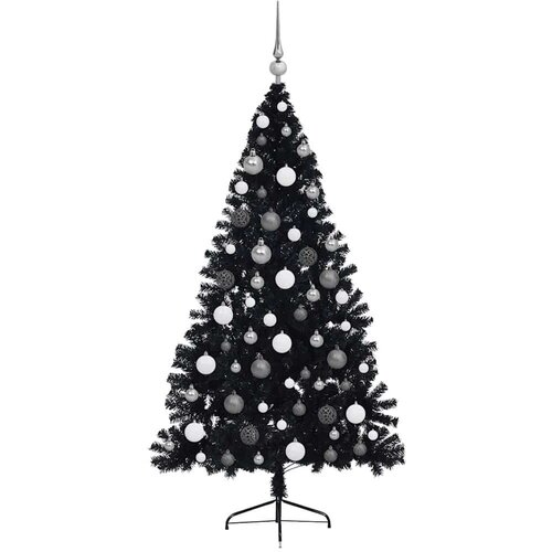 VidaXL Umjetna božićna jelka s lampicama s stalakom Crna 180 cm PVC Slike