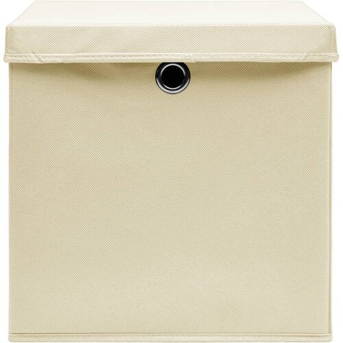  Kutije za pohranu s poklopcima 4 kom krem 32x32x32 cm tkanina Slike