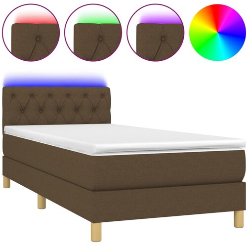 Maison Chic Box spring postelja - Vzmetna postelja z vzmetnico LED temno rjava 80x200 cm blago SL9221, (21908995) Cene
