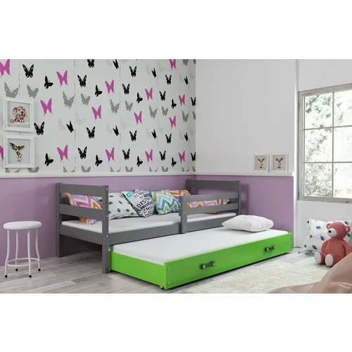 BMS Group Otroška postelja Eryk z dodatnim ležiščem - 80x190 cm - grafit/zelena