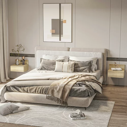 HOMCOM stenska viseča nočna omarica komplet 2 za spalnico in dnevno sobo, 43x36,5x30,5 cm, lesena, (20745690)