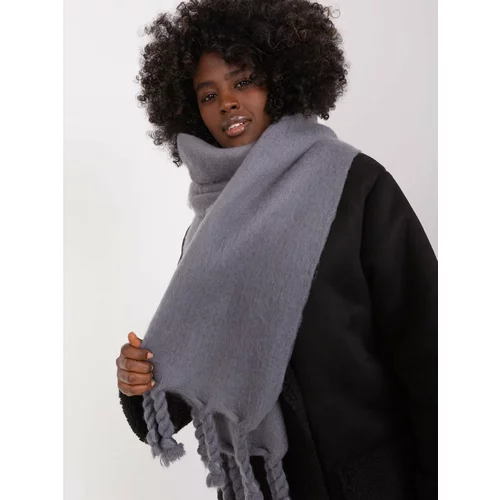 Fashion Hunters Dark gray women's scarf with fringe