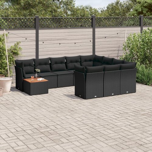 vidaXL 11-dijelni set vrtnih sofa od poliratana s jastucima crni Cijene