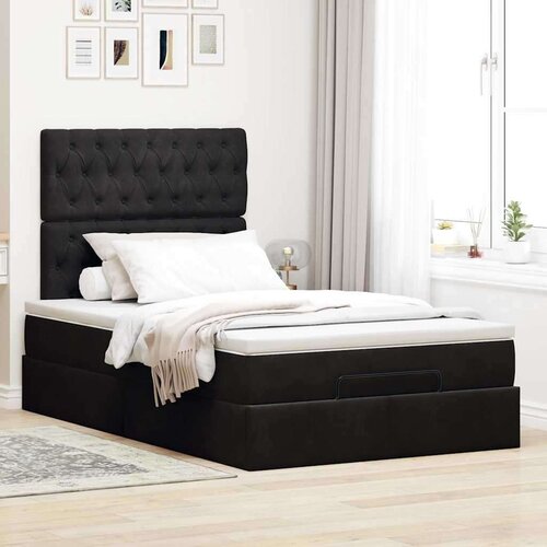 VidaXL otomanski okvir kreveta s madracima crni 120x190 cm bar&amp;scaron;unasti Slike