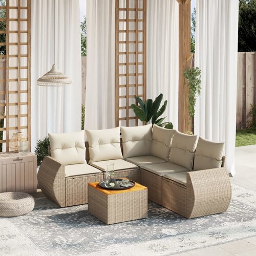 vidaXL 6-dijelni set vrtnih sofa s jastucima bež od poliratana Cijene