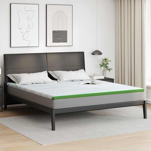  Nadmadrac Bijela i zelena 200 x 200 cm Jakard tkanina Slike