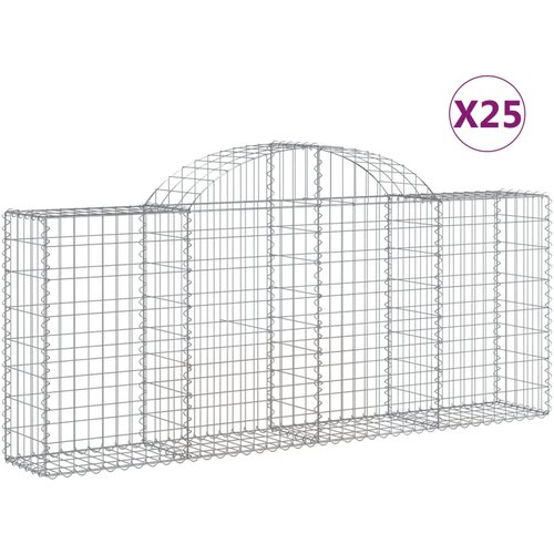  Lučne gabionske ko&amp;scaron;are 25 kom 200x30x80/100cm pocinčano željezo Slike