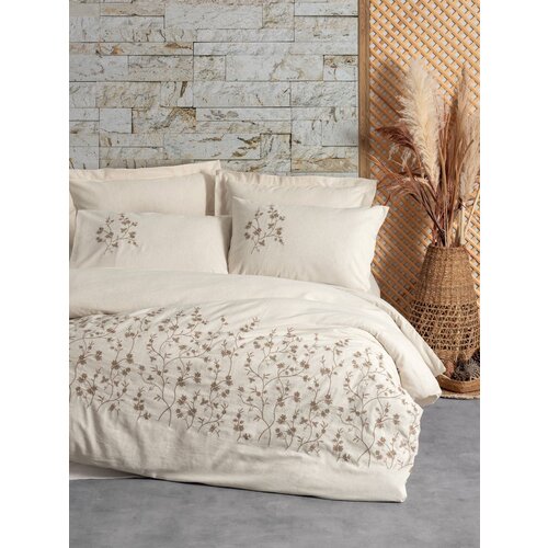  Hemera beigebrown double quilt cover set Cene